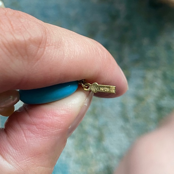 Vintage 90s turquoise beaded pearl drop necklace - Picture 5 of 5